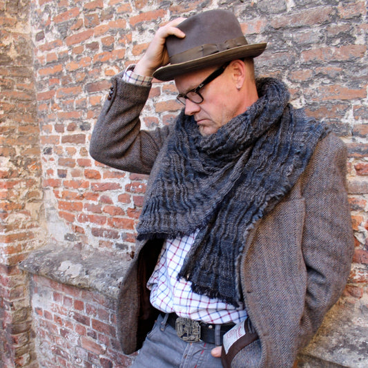 Indigo blue scarf with stripes